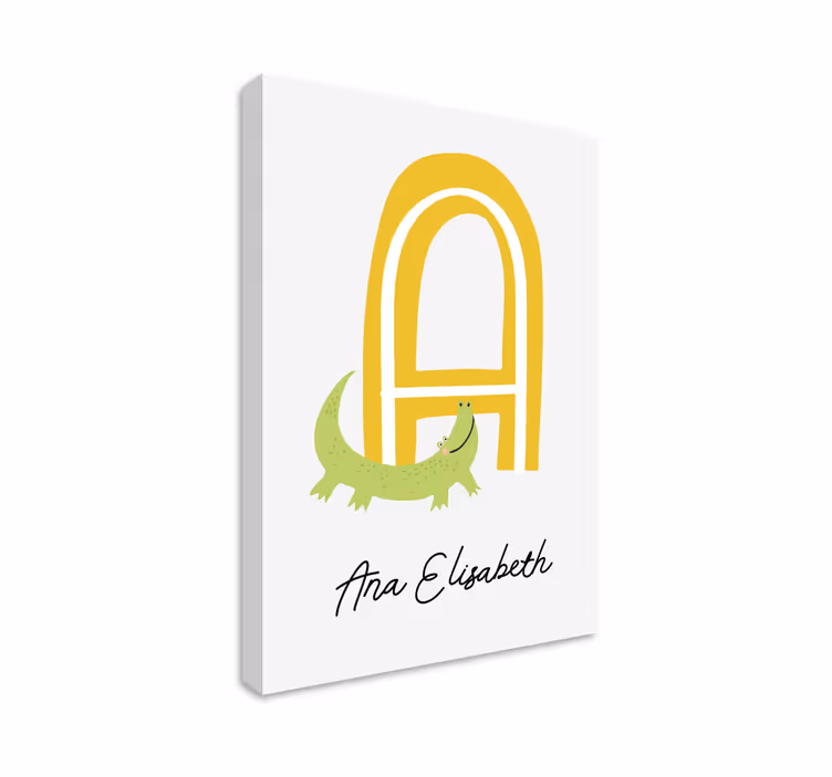 Alphabet canvas schilderij een krokodil vriend - TenStickers