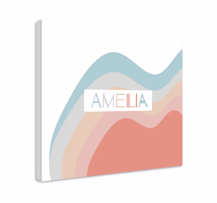 Alphabet canvas schilderij gebogen tekstgolven - TenStickers