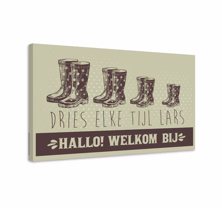Familienaam canvas welkom laarsen - TenStickers