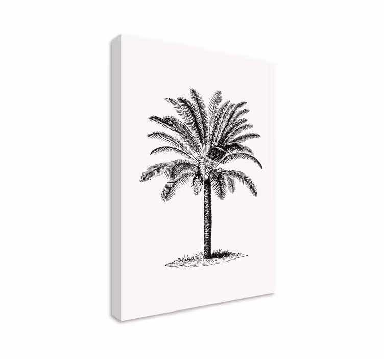 Palmboom inkt silhouet canvas schilderij - TenStickers