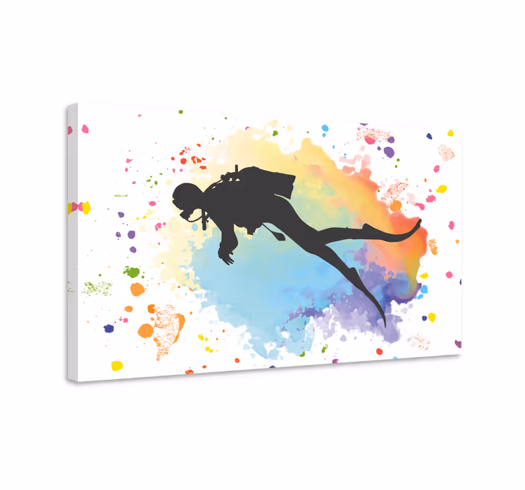 Canvas waterverf scuba duiker - TenStickers