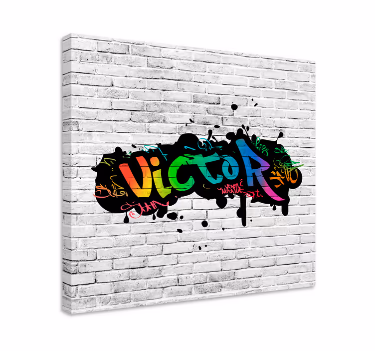 Canvas schilderij graffiti naam op stenen muur - TenStickers