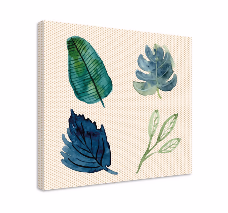 Tropische bladeren Canvas schilderij woonkamer - TenStickers