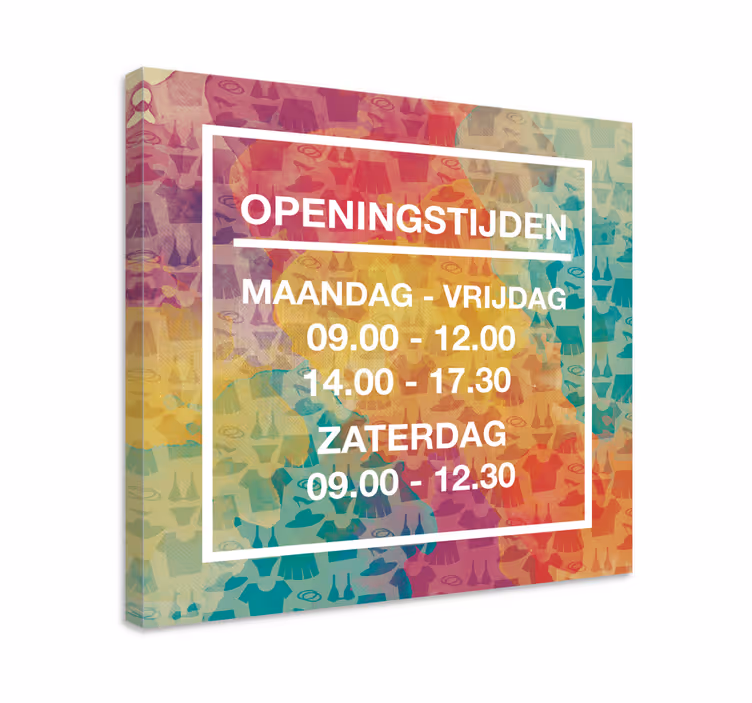 Kleurrijke aanpasbaar openingstijden schilderij - TenStickers