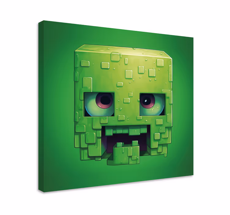 Groen videospel pixel wezen canvas - TenStickers