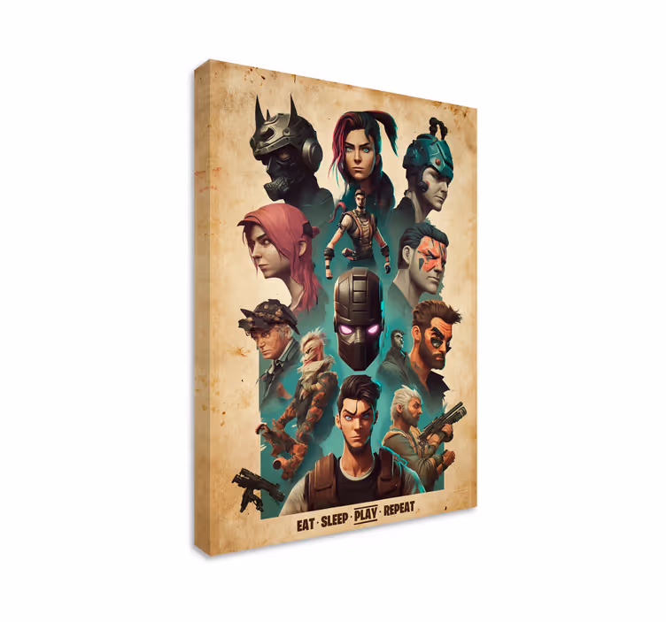 Collage van epische personages videospel - TenStickers