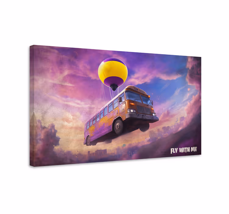 Vliegende bus videospel wereld canvas - TenStickers