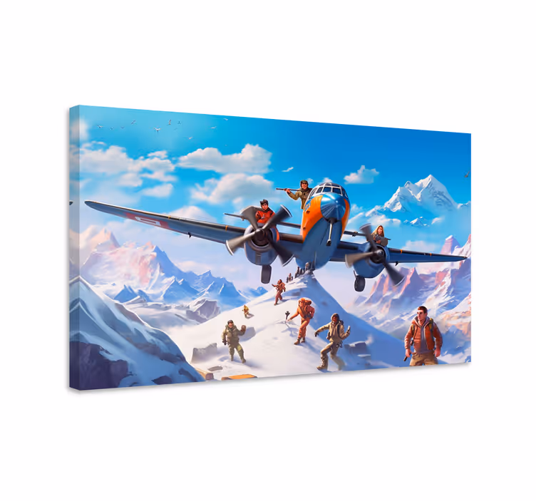 Karakters op een vliegtuig videogames canvas - TenStickers