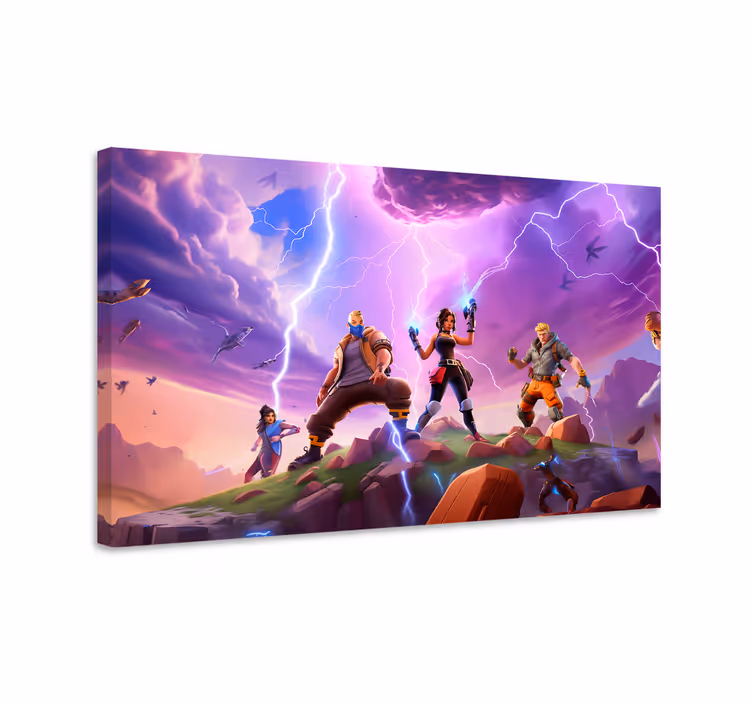 Karakters in een storm videogames canvas - TenStickers