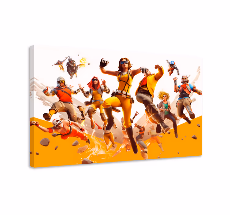 Vliegende aanval personages games canvas - TenStickers