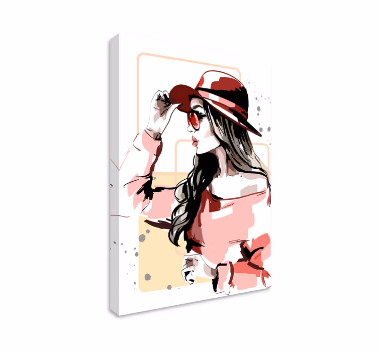Moderne vrouw model tekening canvas schilderij - TenStickers
