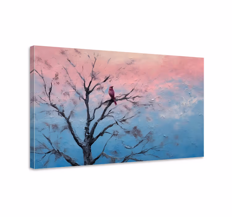 Een vogel in een boom Canvas schilderij kunst - TenStickers