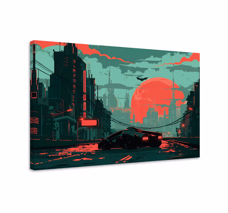 Cyberstad videogames canvas schilderij - TenStickers