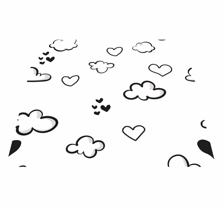 Wolken en harten vinyl tapijt wit - TenStickers