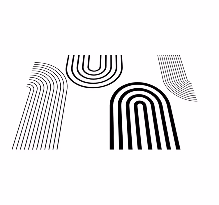 Dunne minimalistische zwarte bogen vinyl tapijt wit - TenStickers