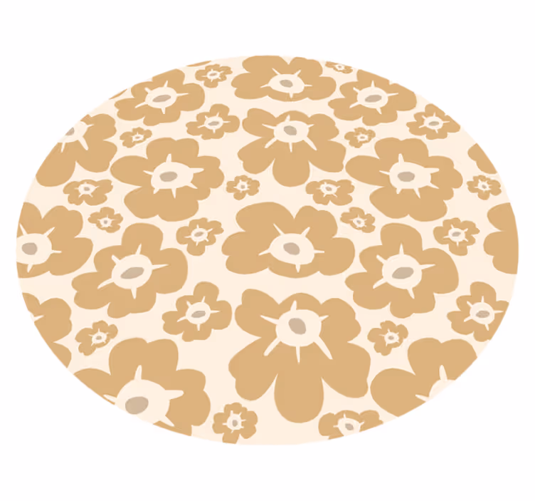 Beige klaprozen vinyl tapijt bloemen en planten - TenStickers