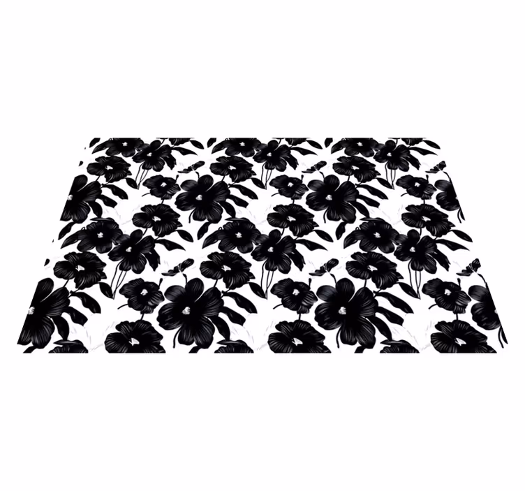 Zwarte klaproos vinyl tapijt bloemen en planten - TenStickers