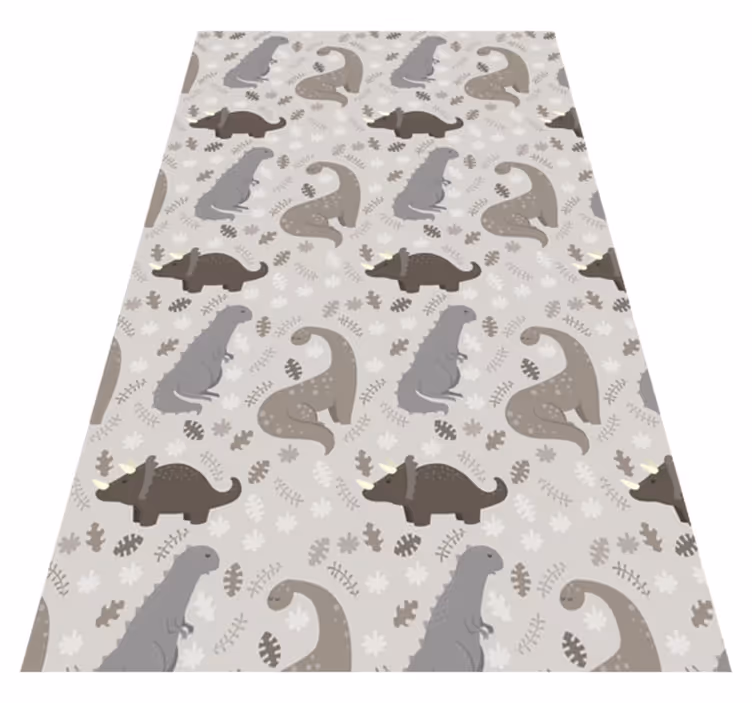 Grijs patroon van dinosaurussen dieren vinyl tapijt - TenStickers