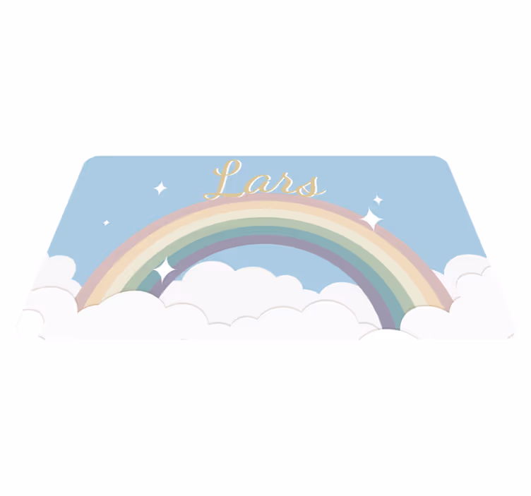 Aangepaste regenboog vinyl tapijt met naam - TenStickers