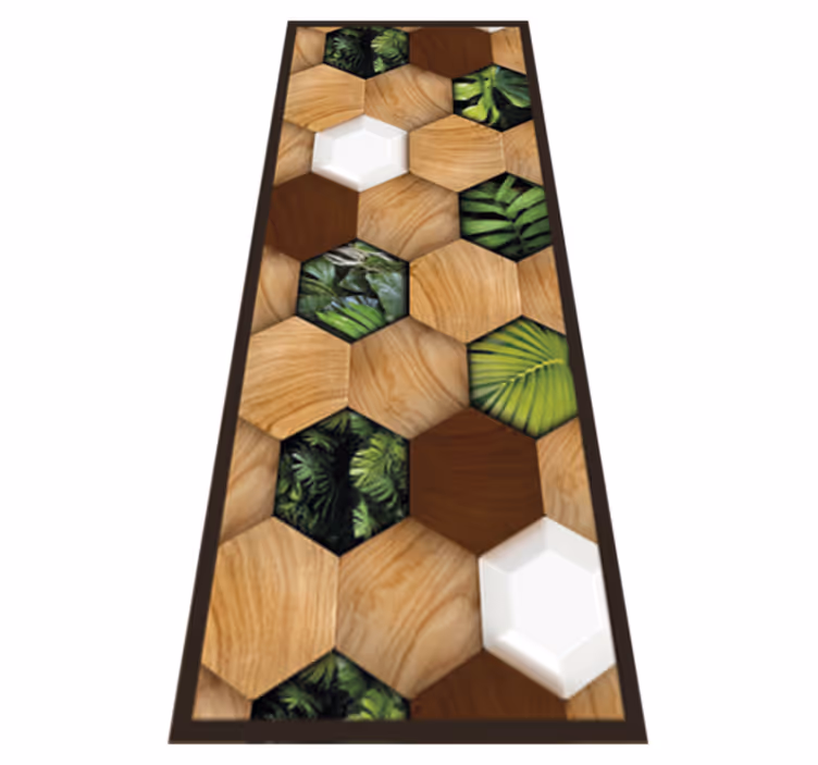 Houten tropische zeshoeken vinyl tapijt keuken - TenStickers