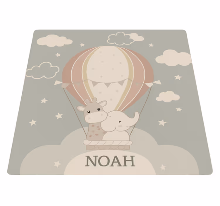 Vinyl tapijt meer kinderen pastel luchtballon met naam - TenStickers