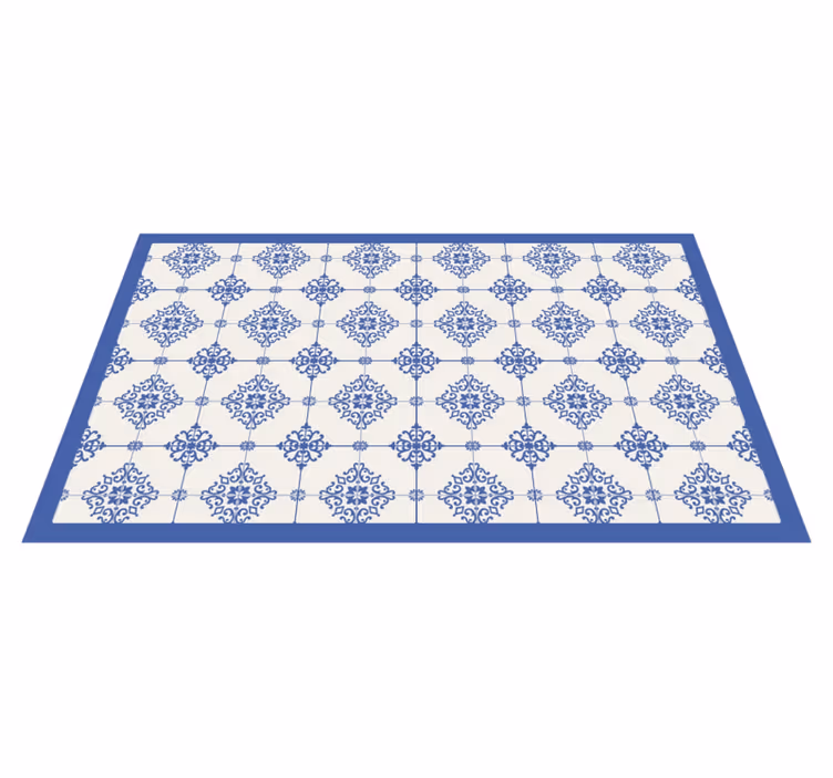 Marokkaanse beige tegels vinyl tapijt blauw - TenStickers