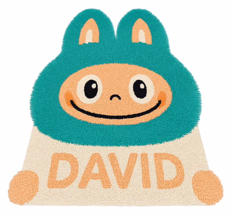 Op maat gemaakte turquoise labubu vinyl tapijt meer kinderen - TenStickers