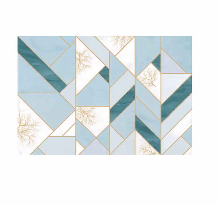 Aqua geometrisch patroon marmeren vinyl tapijt - TenStickers