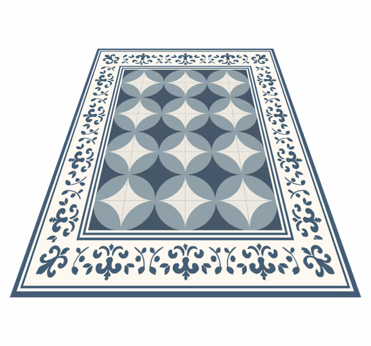 Blauw en wit motief vinyl tapijt tegels - TenStickers