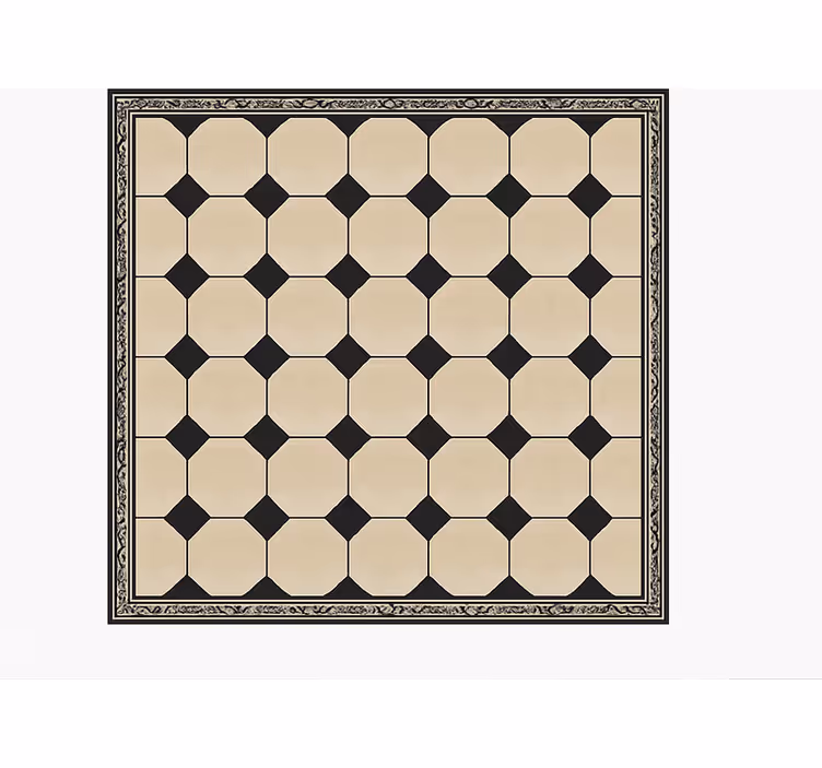 Diamant beige geruit vinyl tapijt keuken - TenStickers