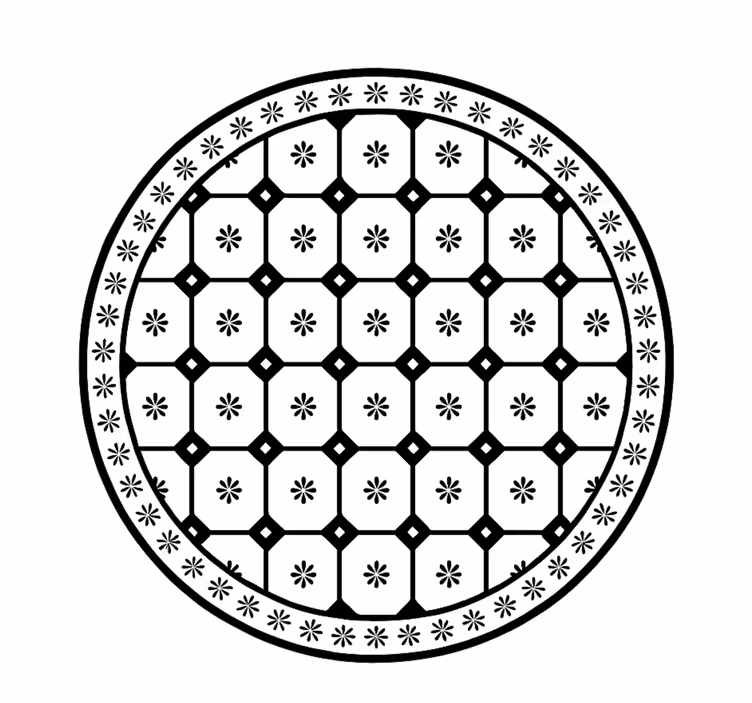 Zwart-wit tegelpatroon vinyl tapijt eetkamer - TenStickers