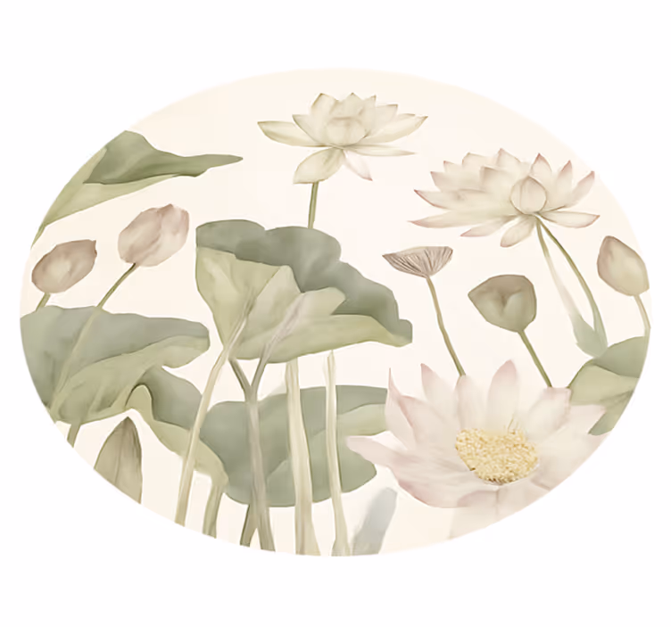 Waterige botanische bloei vinyl tapijt eetkamer - TenStickers