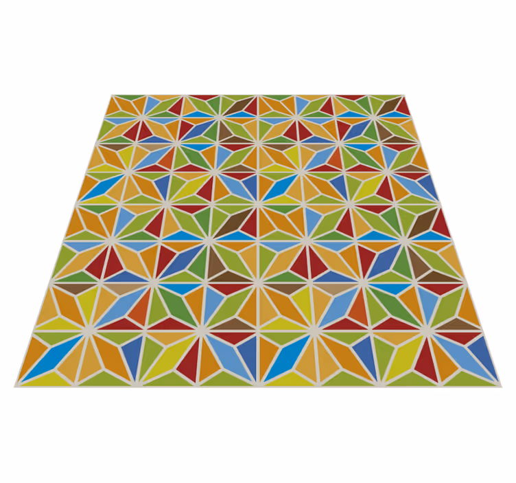 Caleidoscopische geometrische tegel vinyl tapijt eetkamer - TenStickers