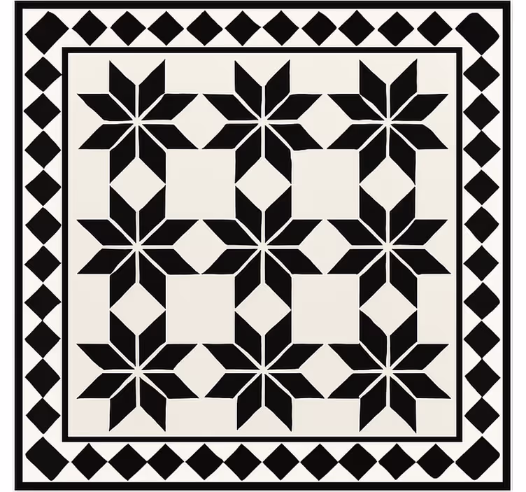 Monochroom stertegelpatroon vinyl tapijt keuken - TenStickers