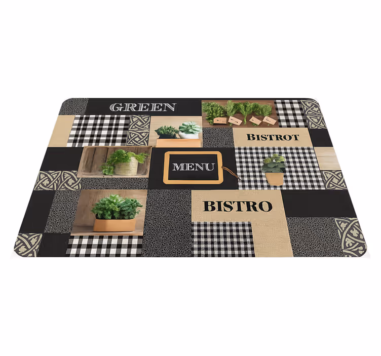 Vinyl tapijt keuken zwart-wit bistro - TenStickers