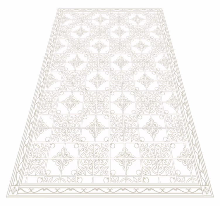 Vinyl tapijt woonkamer beige ornamentenmat - TenStickers
