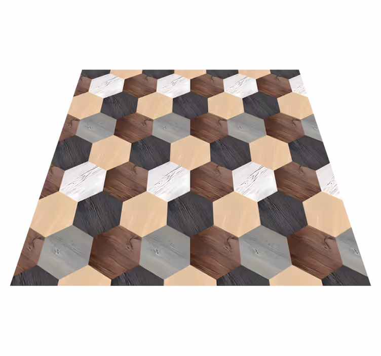 Vinyl tapijt keuken gemengde houten hexagons - TenStickers