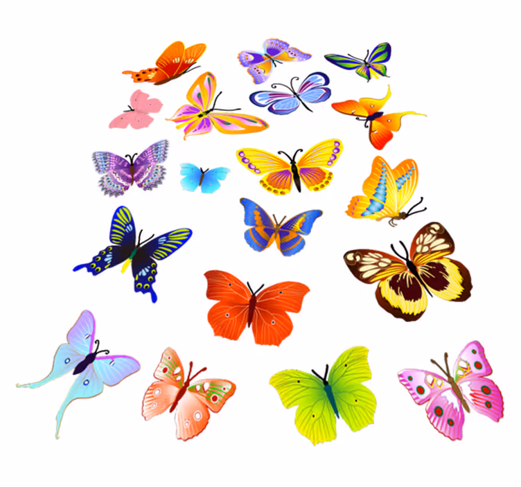 Dieren vinyl tapijt met multicolor vliegende vlinders - TenStickers
