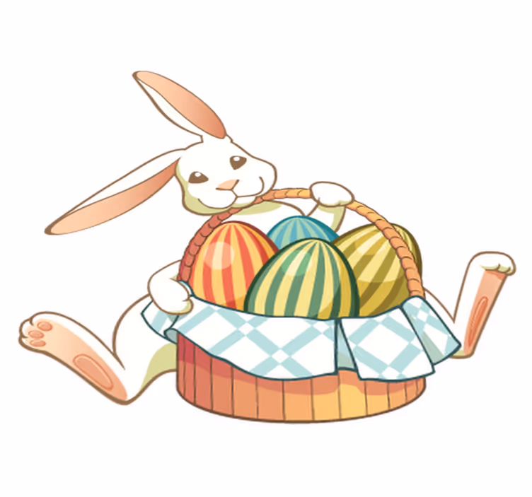 Dieren vinyl tapijt paasbunny met mand - TenStickers