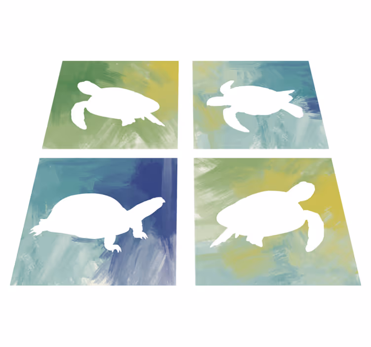 Dieren vinyl tapijt kleurrijke schildpad tegels - TenStickers