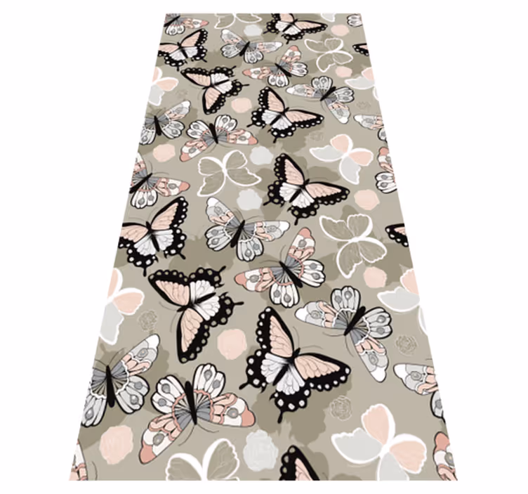 Dieren vinyl tapijt beige vliegende vlinders - TenStickers