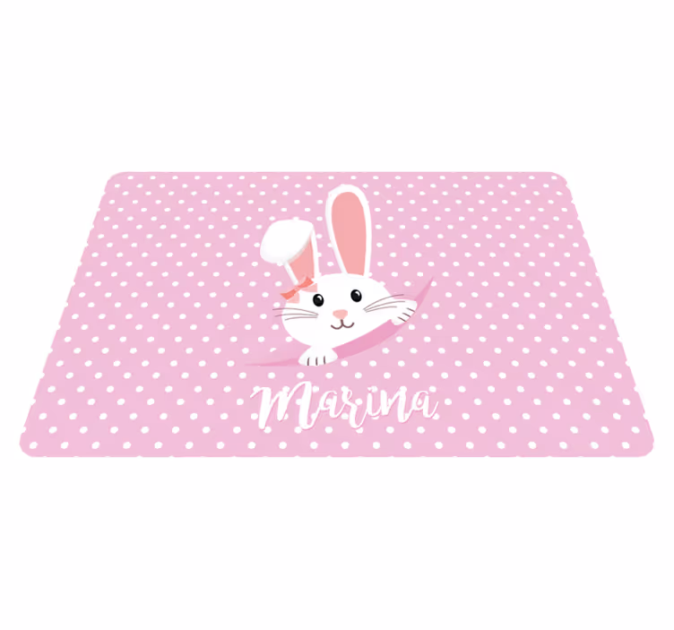 Dieren vinyl tapijt schattig konijntje voor meisje met naam - TenStickers