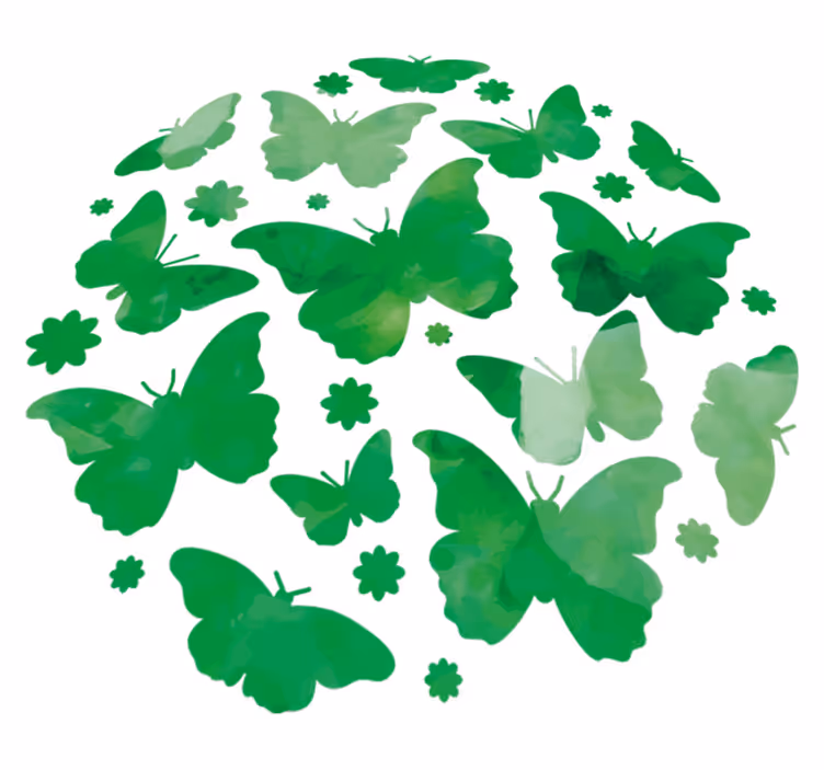 Dieren vinyl tapijt groene aquarel vlinders - TenStickers