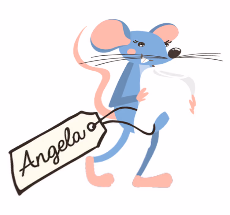 Dieren vinyl tapijt blauwe muis met naam - TenStickers