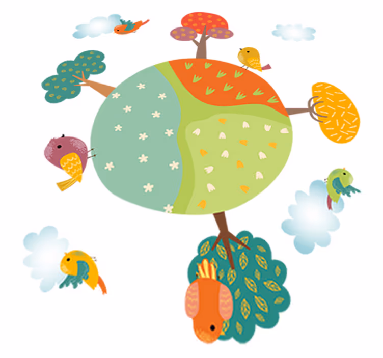 Dieren vinyl tapijt spring witte cirkel - TenStickers