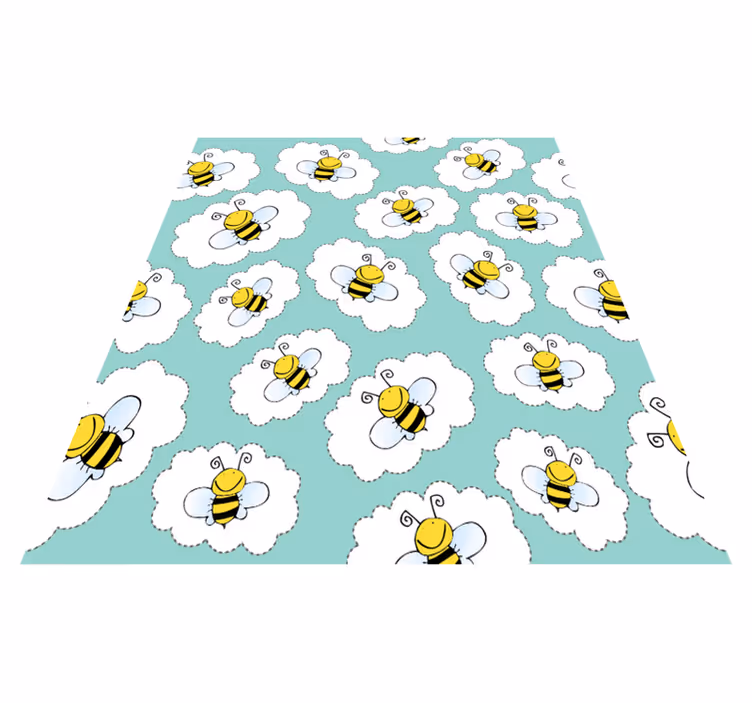 Dieren vinyl tapijt witte bomen en bijen - TenStickers
