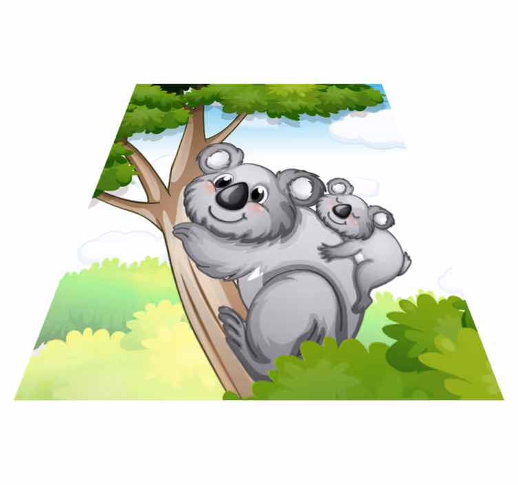 Dieren vinyl tapijt moeder en baby koala - TenStickers