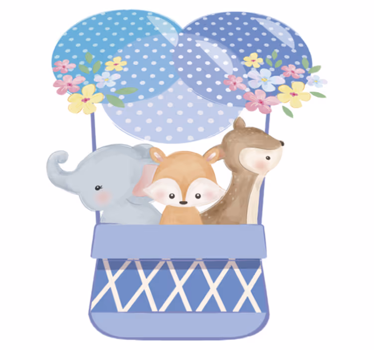 Dieren vinyl tapijt waterverf dieren luchtballon - TenStickers