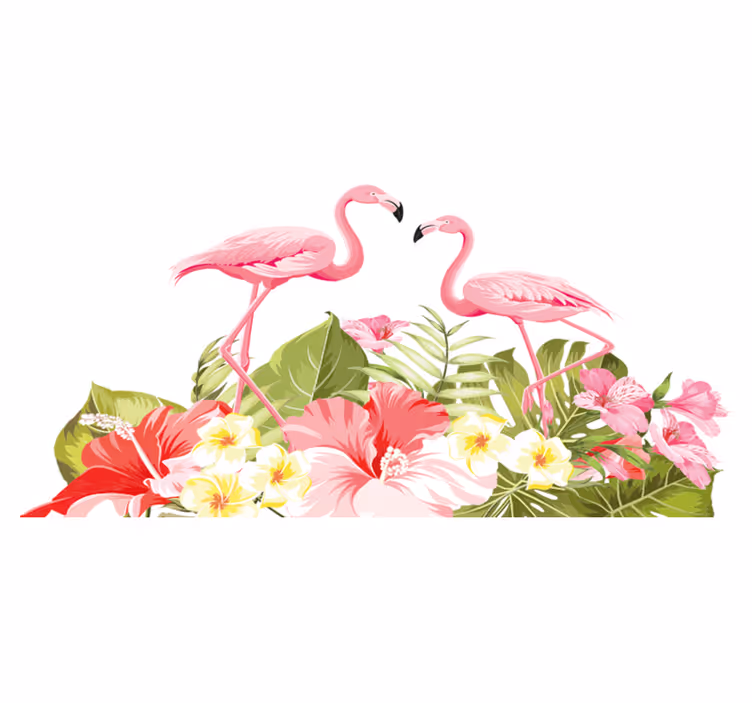 Dieren vinyl tapijt tropische bloem flamingo - TenStickers