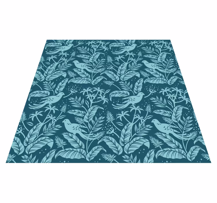 Dieren vinyl tapijt turquoise vliegende vogels - TenStickers